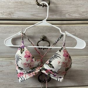 Shade & Shore white floral bikini top